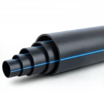 أنابيب HDPE ضغط  9.9 بار [PE 100] قطر خارجي 225 مم  SDR 13.6  لون اسود مع خط ازرق | مصنع المنى
