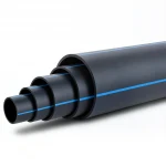 HDPE Plastic Pipe  Nominal Pressure 9.9 Bar [PE 100] Outside Diameter 250 mm  SDR 13.6  Color Black with Blue Stripes | Almona Factory