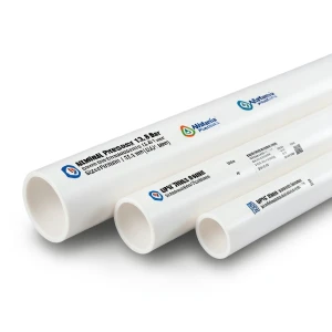 مواسير UPVC ضغط اسمي 13.8 بار مقاس 8 إنش سمك 10.41 مم أبيض | بلاستيك الوطنية