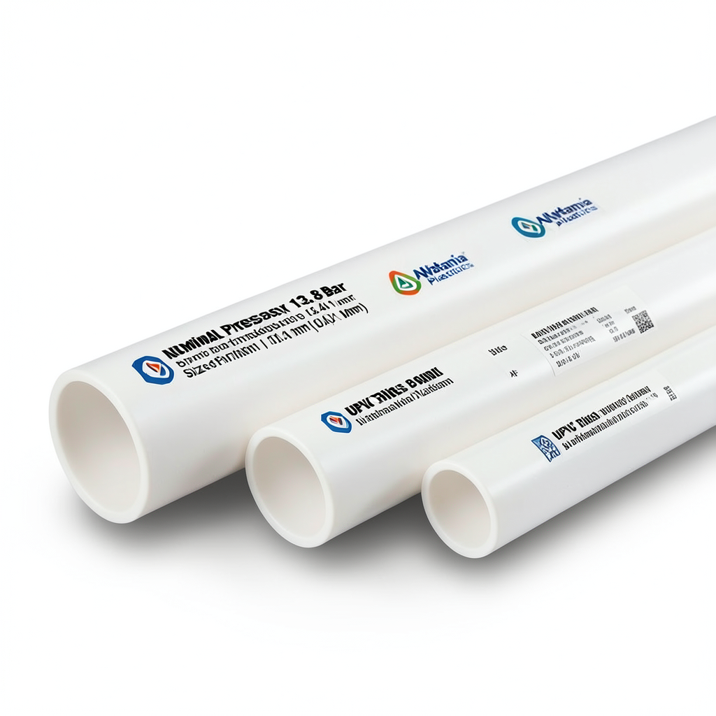 UPVC Pipes Nominal Pressure 13.8 Bar Size 8 inch Thickness 10.41 mm White | Al Watania Plastics