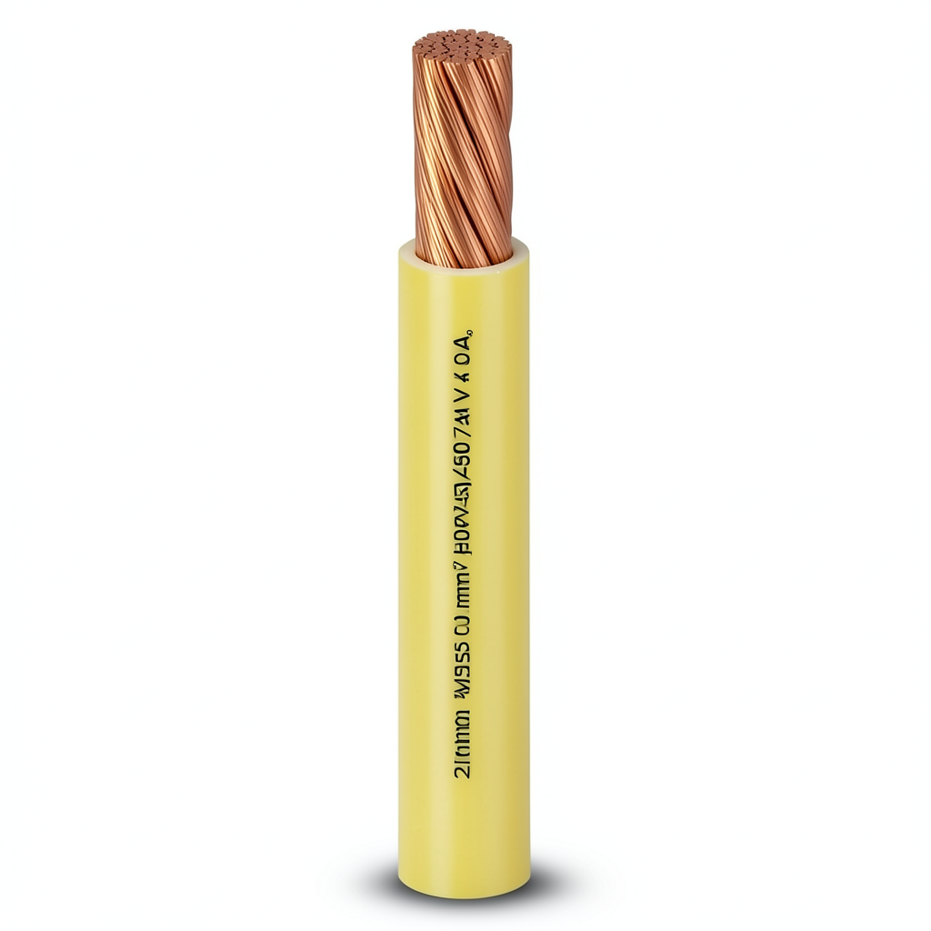 سلك كهرباء مفرد 25 mm2 450/750 فولت موصل نحاس مجدول عزل PVC مقاوم للحرارة لون أصفر | شركة الفنار