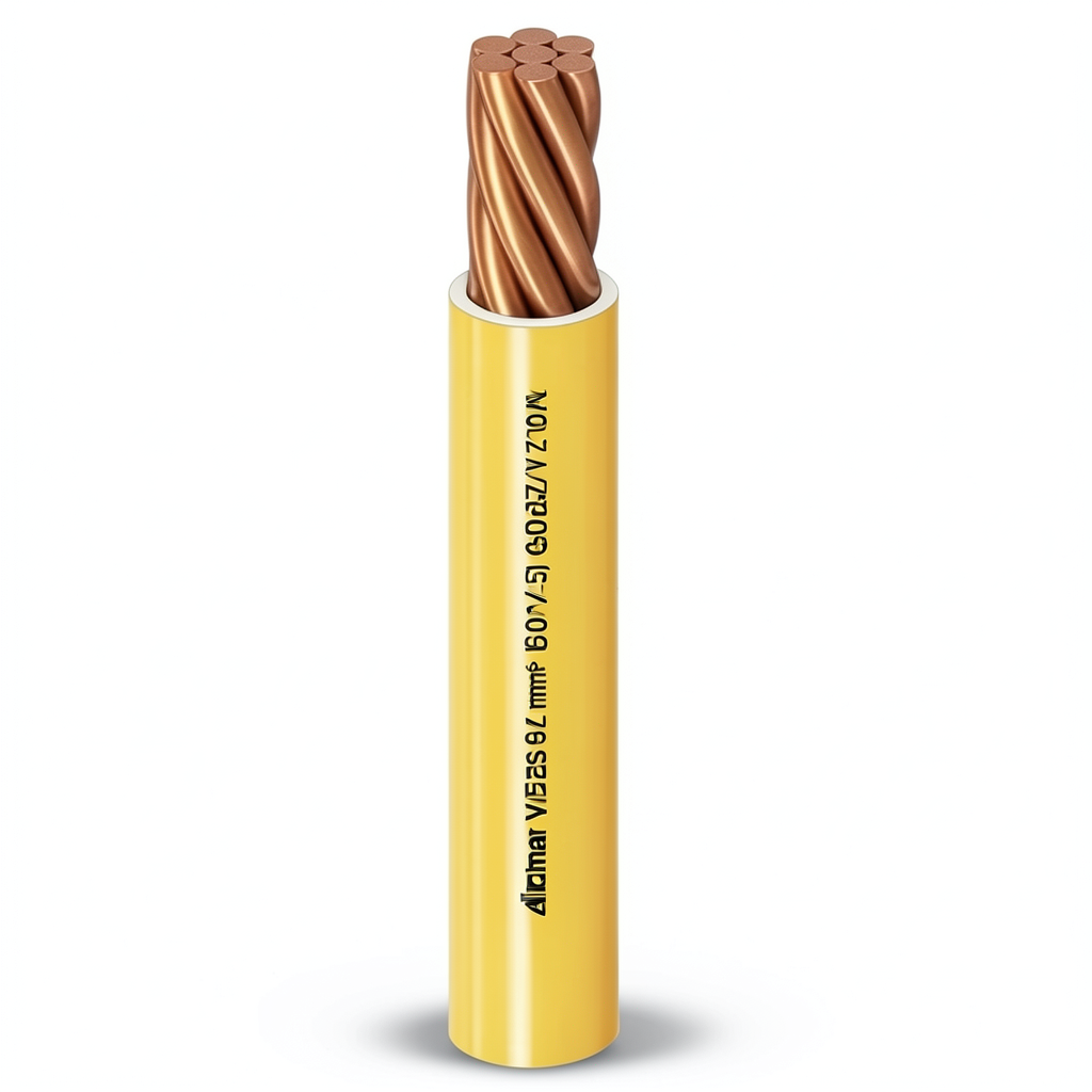 95mm2 Single Wire 450/750volts, Stranded Copper Conductor, Heat Resistant PVC Insulated, Yellow Color | Al Fanar