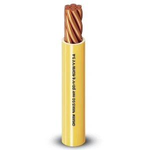 سلك كهرباء مفرد 150mm2 450/750 فولت، موصل نحاس مجدول، عزل PVC مقاوم للحرارة، لون أصفر | شركة الفنار