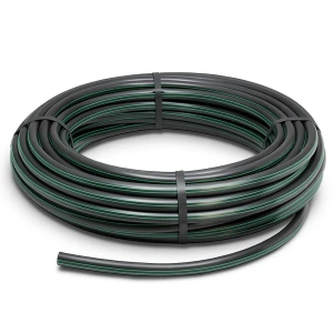 HDPE Plastic Coil Pipe Nominal Pressure 9.8 Bar PE63 25 mm SDR 9 Black with Green Stripes