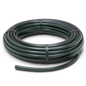 HDPE Plastic Coil Pipe Nominal Pressure 9.8 Bar PE63 OD 50 mm SDR 9 Black with Green Stripes