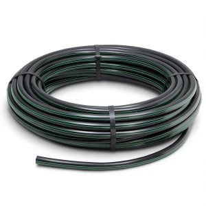 HDPE Plastic Coil Pipe PN 9.8 Bar PE 63 75 mm SDR 9 Black with Green Stripes