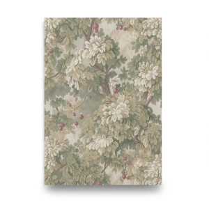 Italian Wallpaper Floral Design Beige with Green, Size 10m x 1.06m, Model 81691