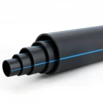 HDPE Polyethylene Pipe  Nominal Pressure 12.5 Bar [PE 100] OD 630 mm  SDR 11  Color Black with Blue Stripes | Almona Factory