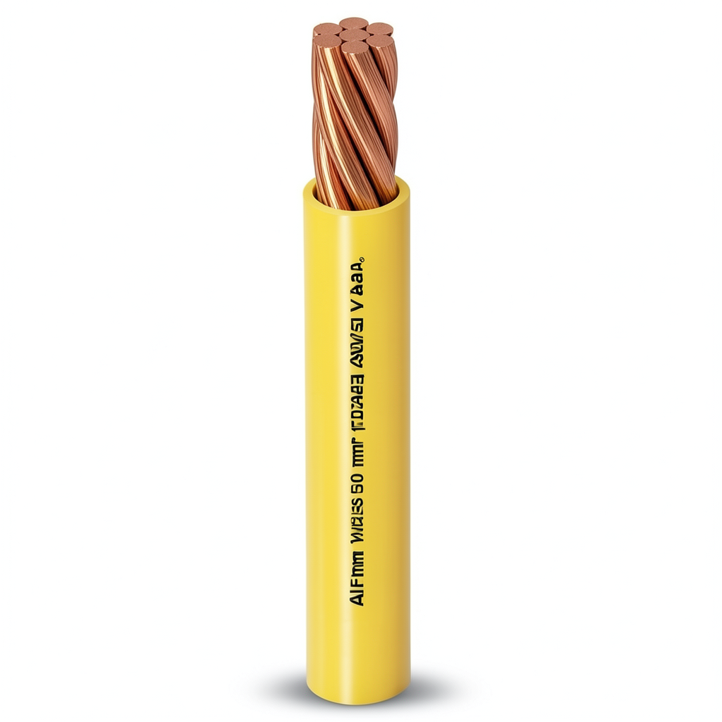 سلك كهرباء مفرد 150mm2 450/750 فولت، موصل نحاس مجدول، عزل PVC مقاوم للحرارة، لون أصفر | شركة الفنار