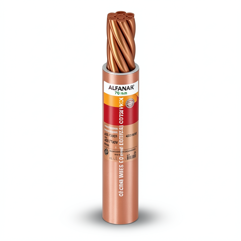 سلك كهرباء الفنار 70 mm2 450/750 فولت، موصل نحاس مجدول، عزل PVC مقاوم للحرارة، طول 100 ياردة | شركة الفنار