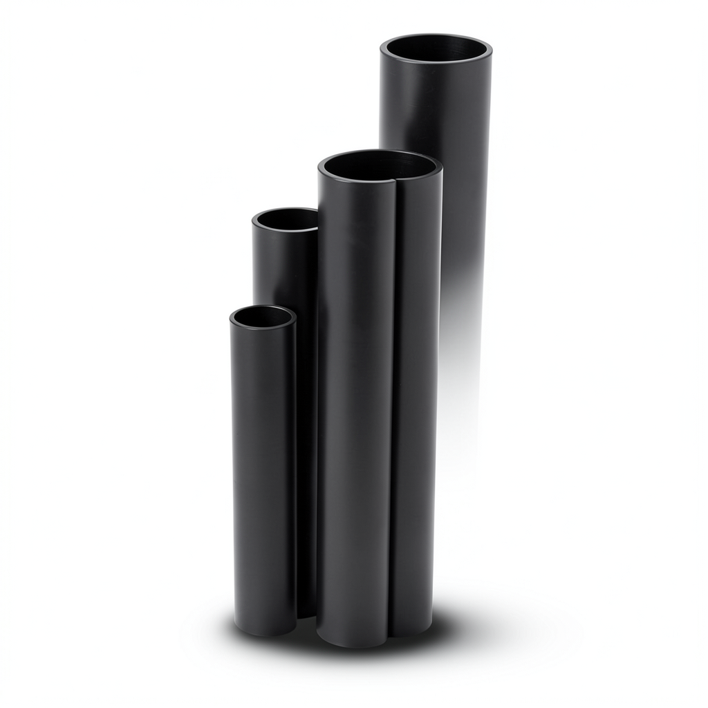 مواسير HDPE SDR 26 قطر خارجي 200 مم سمك 7.7 مم لون أسود