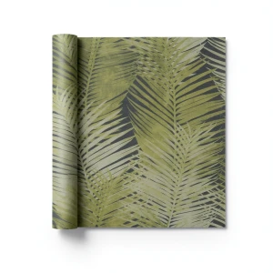 Leaf Patterned Wallpaper 10m x 0.73m Green, Model 45105