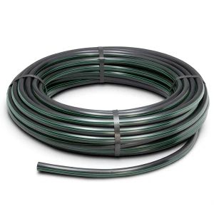 HDPE Plastic Coil Pipe Nominal Pressure 9.8 Bar PE63 63 mm SDR 9 Black with Green Stripes