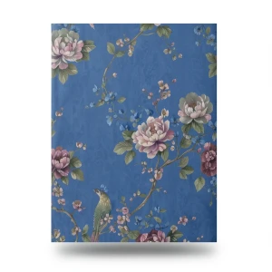 Italian Wallpaper Floral Design Blue Color, Size 10mx1.06m, Model 81729