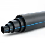 HDPE Polyethylene Pipe  Nominal Pressure 19.2 Bar [PE 100] OD 280 mm  SDR 7.4  Color Black with Blue Stripes | Almona Factory