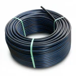 HDPE Plastic Coil Pipe  Nominal Pressure 3.2 Bar [PE 100] OD 63 mm  SDR 41  Color Black with Blue Stripes | Almona Factory
