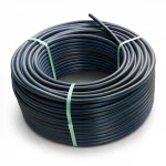 لفة أنابيب HDPE ضغط  3.2 بار [PE 100] قطر خارجي 140 مم  SDR 41  لون اسود مع خط ازرق | مصنع المنى