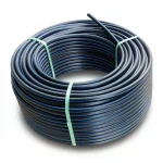 HDPE Plastic Coil Pipe  Nominal Pressure 3.2 Bar [PE 100] OD 75 mm  SDR 41  Color Black with Blue Stripes | Almona Factory