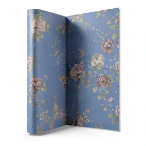 Italian Wallpaper Floral Design Blue Color, Size 10mx1.06m, Model 81729