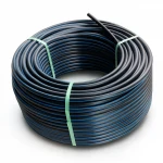 لفة أنابيب HDPE ضغط  3.2 بار [PE 100] قطر خارجي 125 مم  SDR 41  لون اسود مع خط ازرق | مصنع المنى