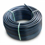 لفة أنابيب HDPE ضغط  3.2 بار [PE 100] قطر خارجي 140 مم  SDR 41  لون اسود مع خط ازرق | مصنع المنى