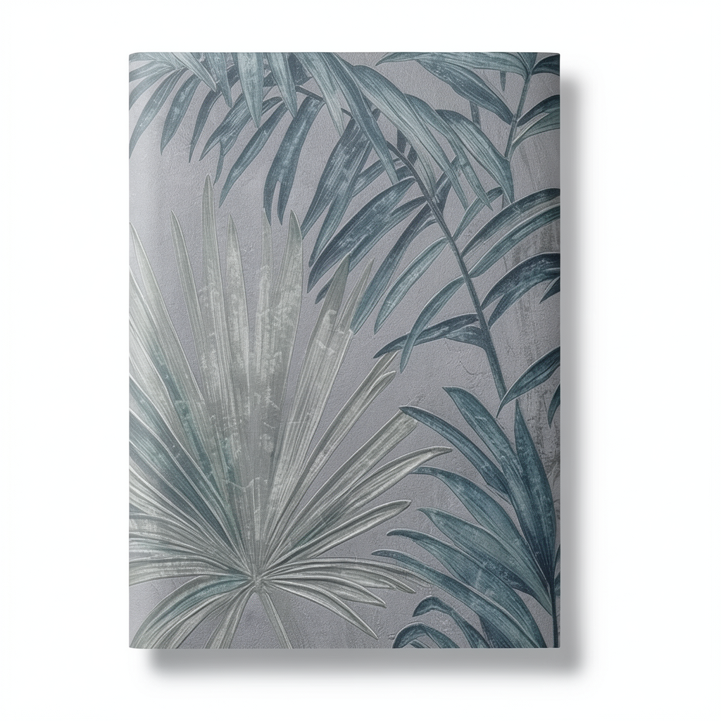 Italian Wallpaper Gray Color Leaf-Patterned Design, Size 10m x 0.70m, Model rc16092