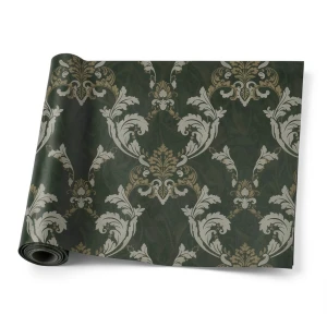 Italian Wallpaper Classic Design 10 m x 1.06 m Dark Green, Model 81851