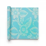Wall decoration floral design, size 10 m x 1.06 m, turquoise color, model 700045