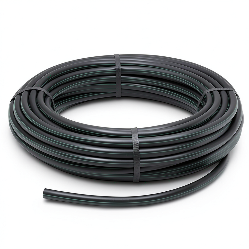 لفة أنابيب بلاستيك HDPE ضغط 15.7 بار PE 63، قطر خارجي 63 مم SDR 6، لون أسود