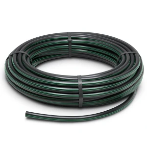 HDPE Plastic Coil Pipe Nominal Pressure 9.8 Bar PE63 OD 90 mm SDR 9 Black with Green Stripes