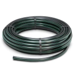HDPE Plastic Coil Pipe PN 9.8 Bar PE 63, 125 mm Diameter, Black with Green Stripes