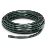 HDPE Plastic Coil Pipe PN 9.8 Bar PE 63, 140 mm Diameter SDR 9 Black with Green Stripes