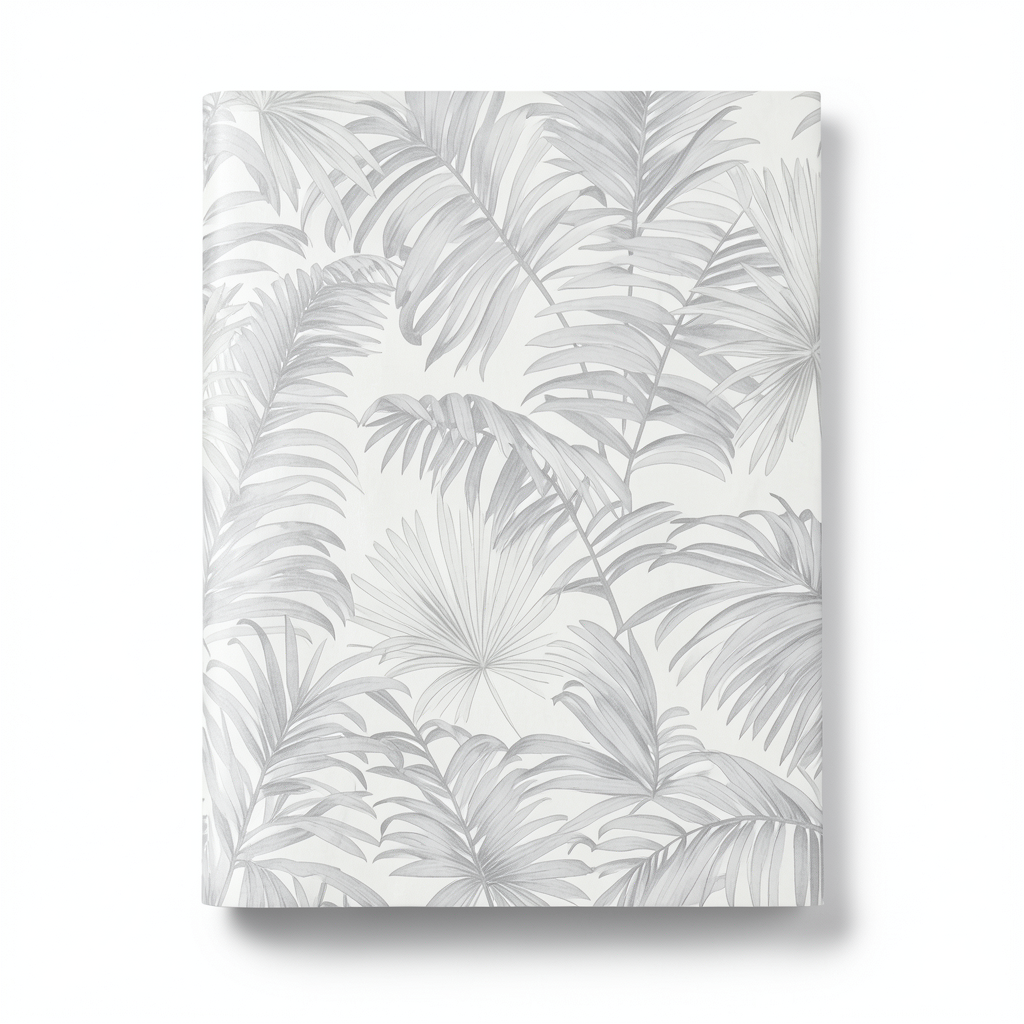 Italian Wallpaper Leaf-Patterned Design Pale Gray, Size 10mx0.70m, Model rc16095