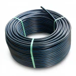 لفة أنابيب HDPE ضغط  4 بار [PE 100] قطر خارجي 63 مم  SDR 33  لون اسود مع خط ازرق | مصنع المنى