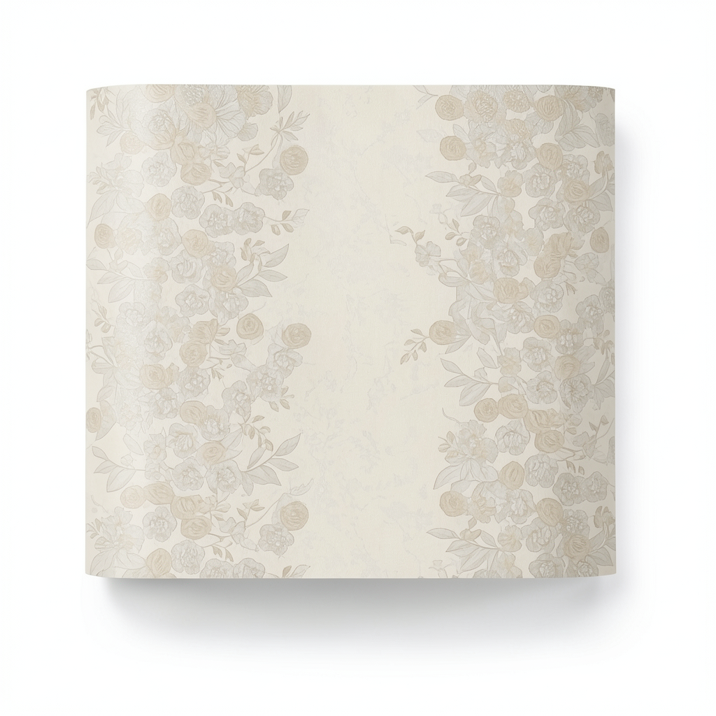 Italian Wallpaper Floral Design 10m x 1.06m Light Beige