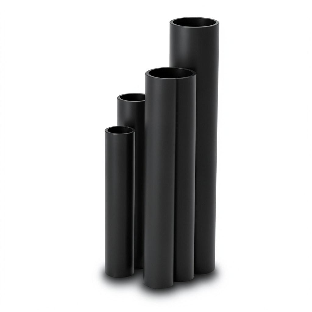 أنابيب HDPE نسبة الأبعاد القياسية 17.6 قطر خارجي 400 مم سمك 22.7 مم لون أسود