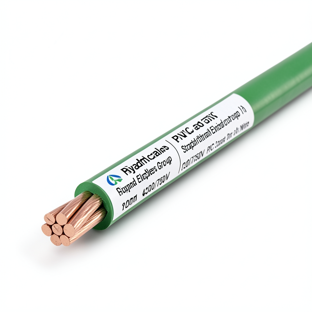 لفة سلك كهرباء مجدول نحاس 120 ملم 450/750 فولت معزول PVC لون اخضر | مجموعة كابلات الرياض