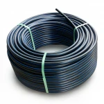 HDPE Plastic Coil Pipe  Nominal Pressure 4 Bar [PE 100] OD 160 mm  SDR 33  Color Black with Blue Stripes | Almona Factory