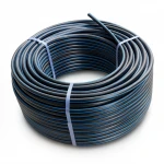HDPE Plastic Coil Pipe  PN 9.9 Bar [PE 100] OD 25 mm  SDR 13.6  Color Black with Blue Stripes | Almona Factory