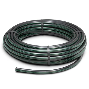 HDPE Plastic Coil Pipe Nominal Pressure 15.7 Bar PE63 25 mm SDR 6 Black with Green Stripes