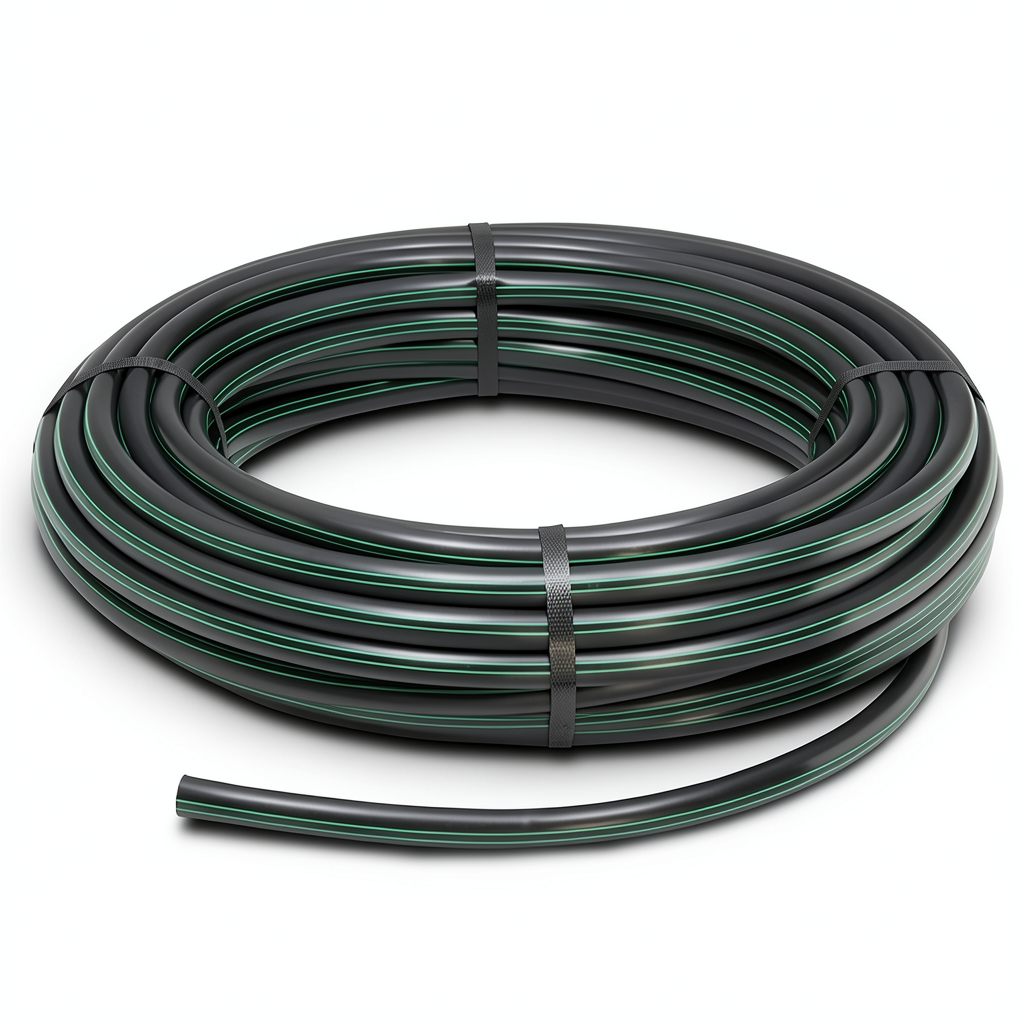 HDPE Plastic Coil Pipe Nominal Pressure 15.7 Bar PE 63 OD 125 mm SDR 6 Black with Green Stripes