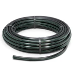 HDPE Plastic Coil Pipe PN 15.7 Bar PE 63, 140 mm Diameter SDR 6 Black with Green Stripes
