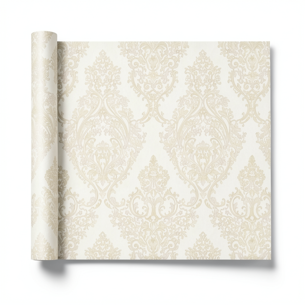 Italian Wallpaper Classic Design 10 m x 1.06 m Cream Color, Model 81907