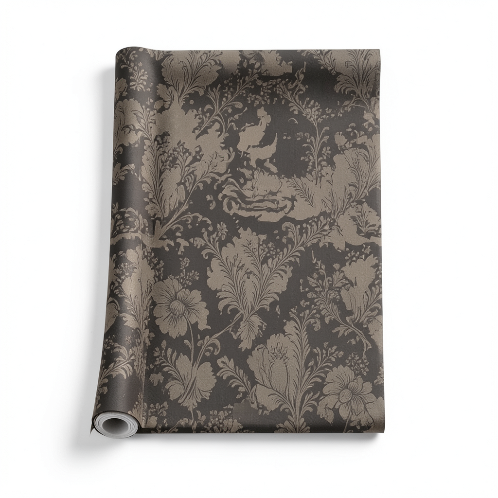 Italian Wallpaper Patterned Design Dark Beige, Size 10m x 1.06m, Model 81742