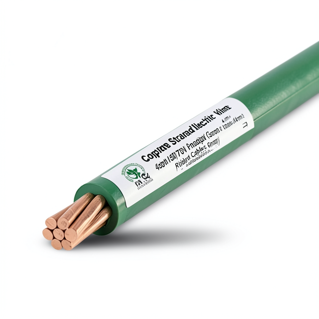 Copper Stranded Electric Wire 4mm2 450/750V PVC Insulation Green | Riyadh Cables Group