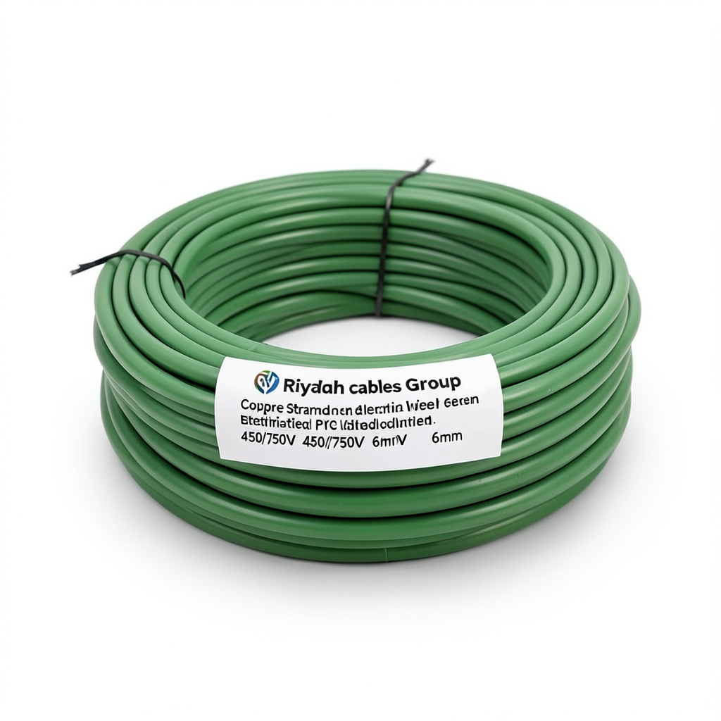 Copper Stranded Electrical Wire 6mm 450/750V PVC Insulated Green | Riyadh Cables Group
