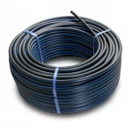 لفة أنابيب بلاستيك HDPE ضغط  15.6 بار [PE 100] قطر خارجي 75 مم  SDR 9  لون اسود مع خط ازرق | مصنع المنى