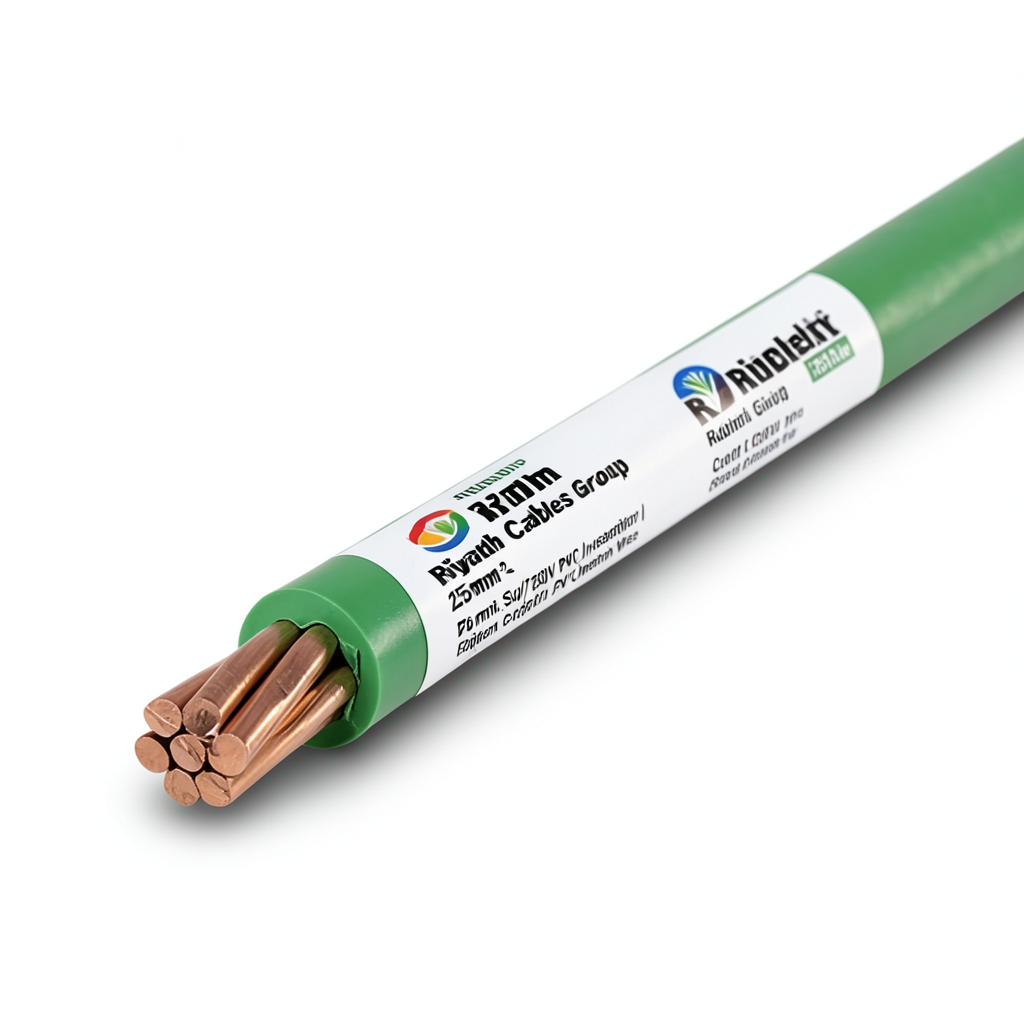 Copper Stranded Electric Wire 25mm2 450/750V PVC Insulation Green | Riyadh Cables Group