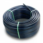 لفة أنابيب HDPE ضغط  15.6 بار [PE 100] قطر خارجي 50 مم  SDR 9  لون اسود مع خط ازرق | مصنع المنى