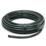 لفة أنابيب بلاستيك HDPE ضغط 9.8 بار PE 63، قطر خارجي 140 مم SDR 9 أسود مع خطوط خضراء
